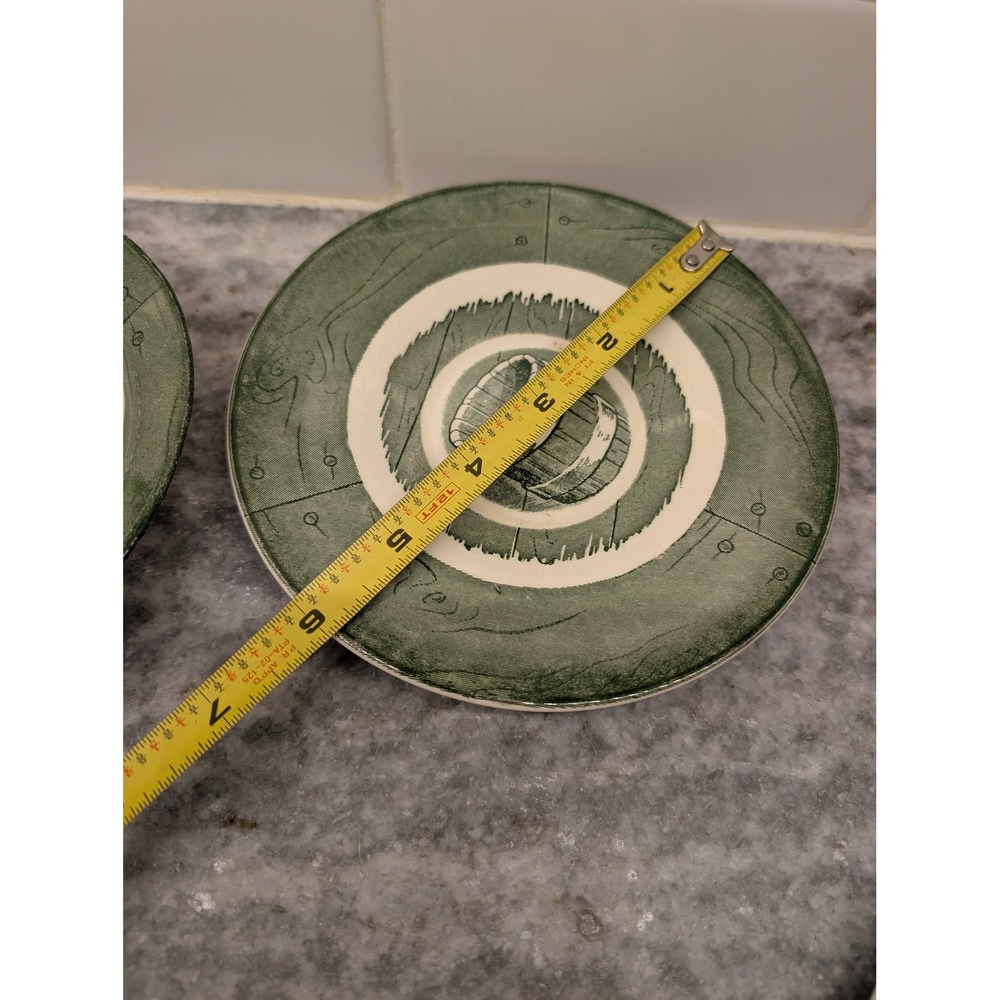 Vintage Royal China Colonial Homestead Green Water Bucket Plate‎ & Small Dish - Picture 3 of 13